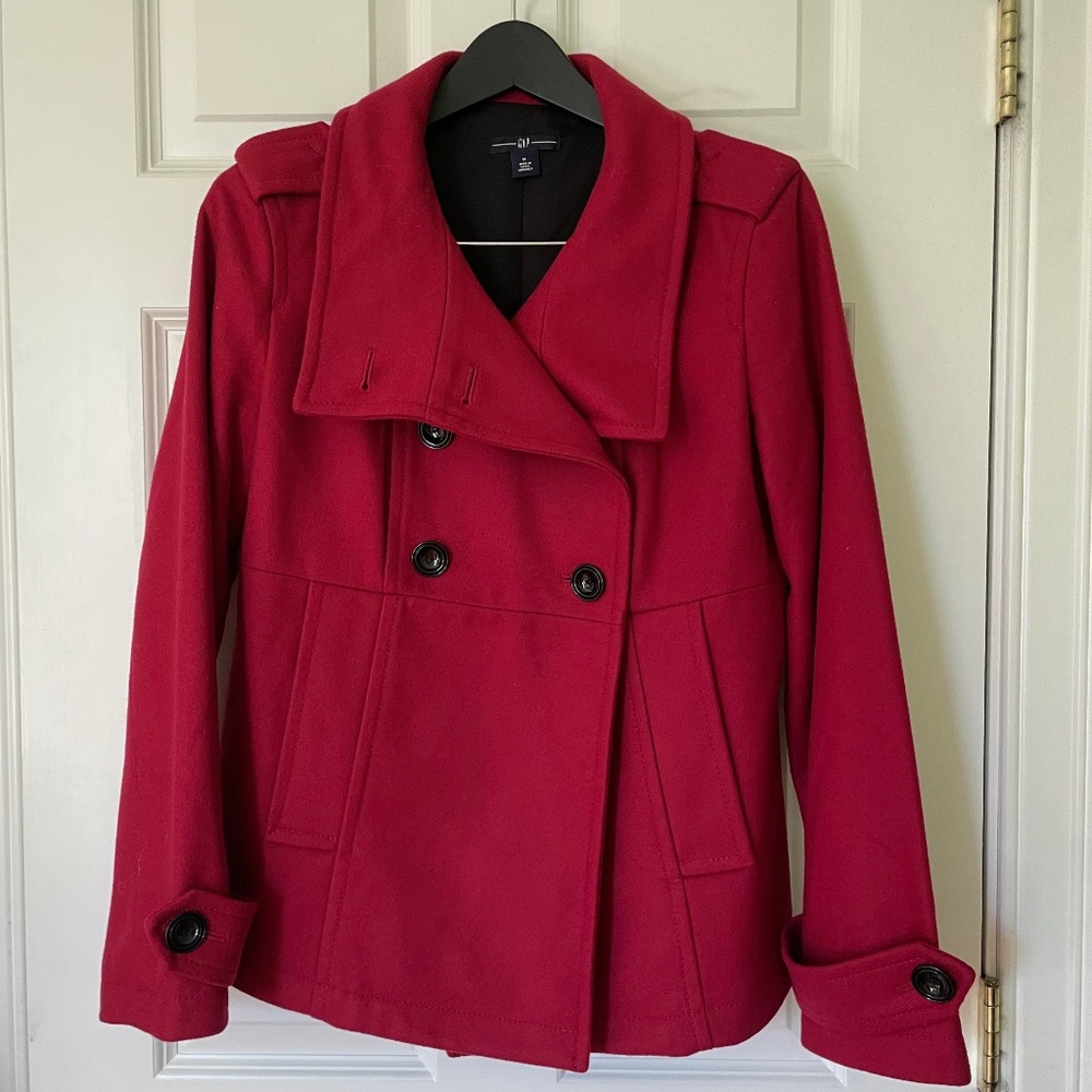 Gap Cranberry Wool Coat